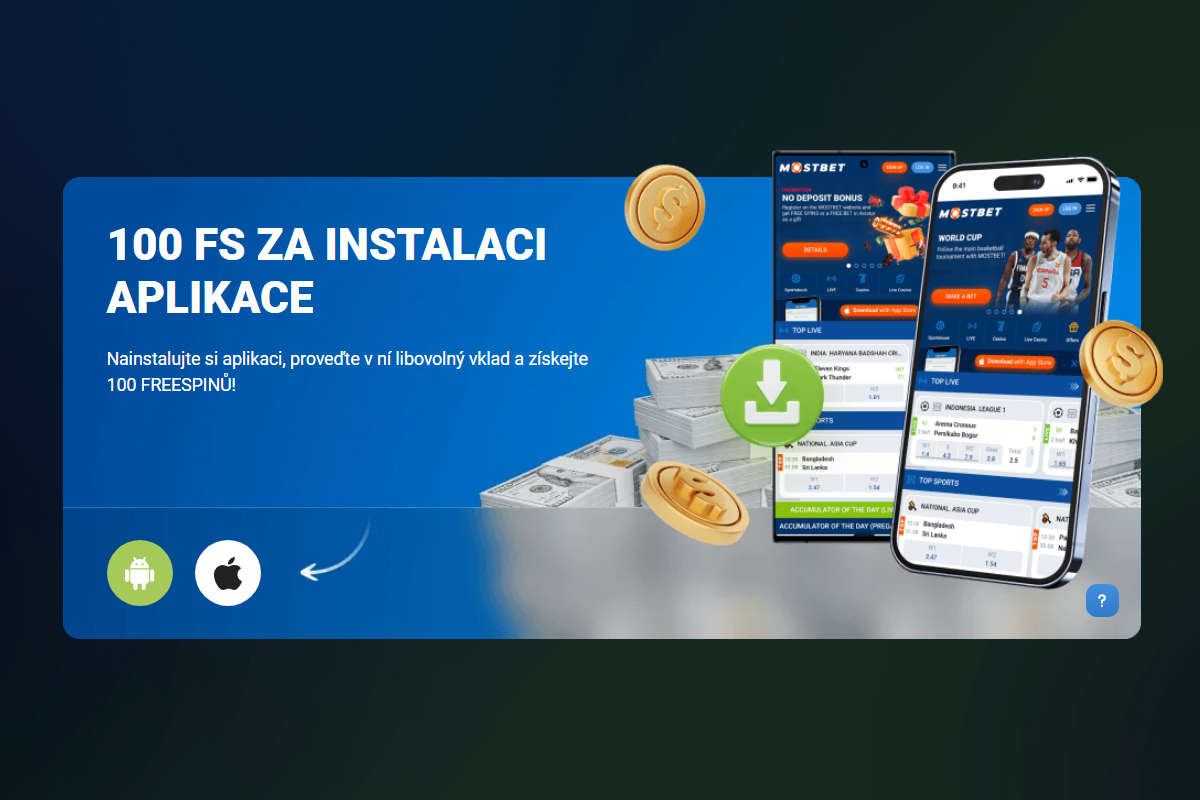 Smartphone s otevřenou Mostbet mobilní aplikací zobrazující sázkové možnosti a casino sekci